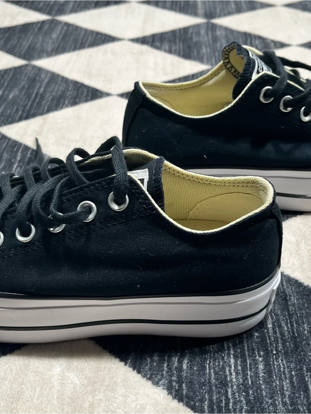 Converse Black Canvas Low-Top Sneakers with White Toe